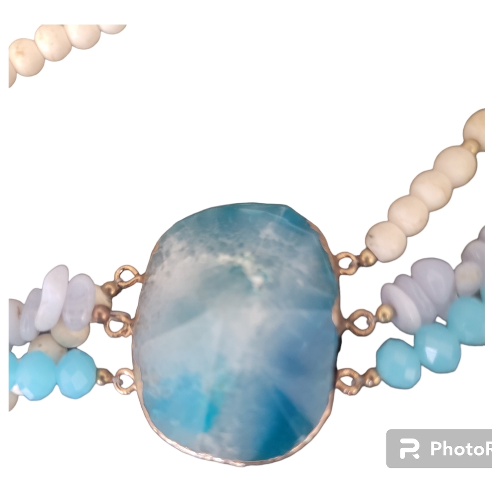 Blue Natural Big Stone Necklace